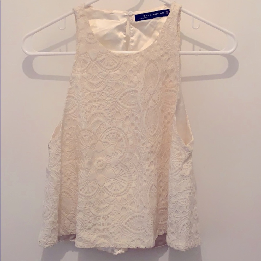 ZARA white lace top